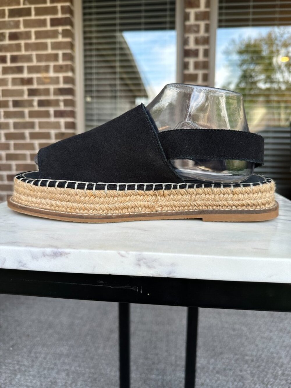 ASOS Hannah Wide Fit Espadrille Platform Sandals Black Ankle Strap Size 7/8 W - Picture 6 of 16